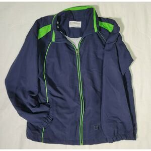 Wilson Full Zip Track Warm-Up Jacket Blue Green Zip Pockets Men's Size M Tennis
